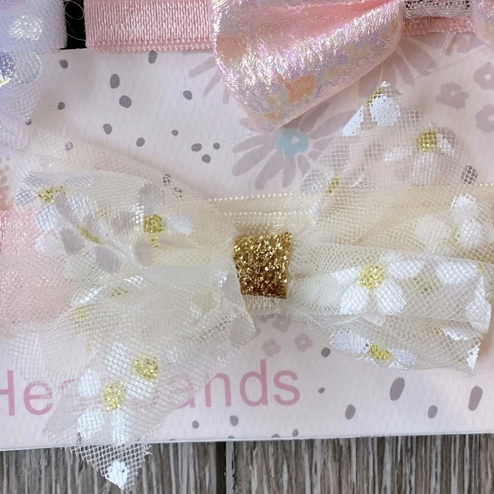 NEW! Bundle 10 Headbands With Bows Dainty Newborn Baby Pink Cream White Gray